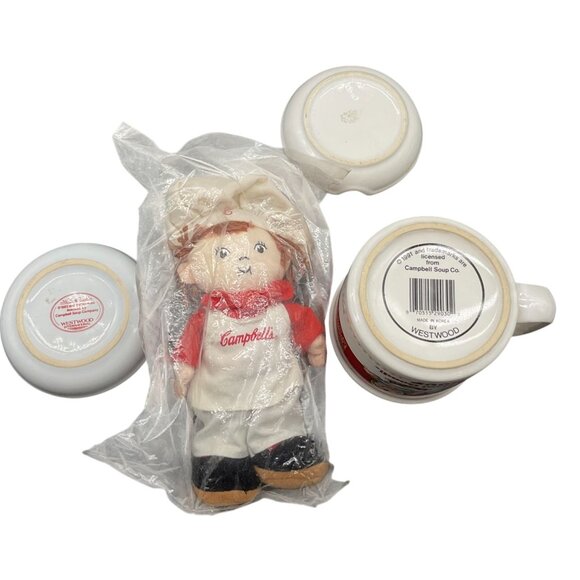 Campbells Kids Collectible Set Mug Spoon Rests & Plush Doll Westwood - Picture 2 of 3
